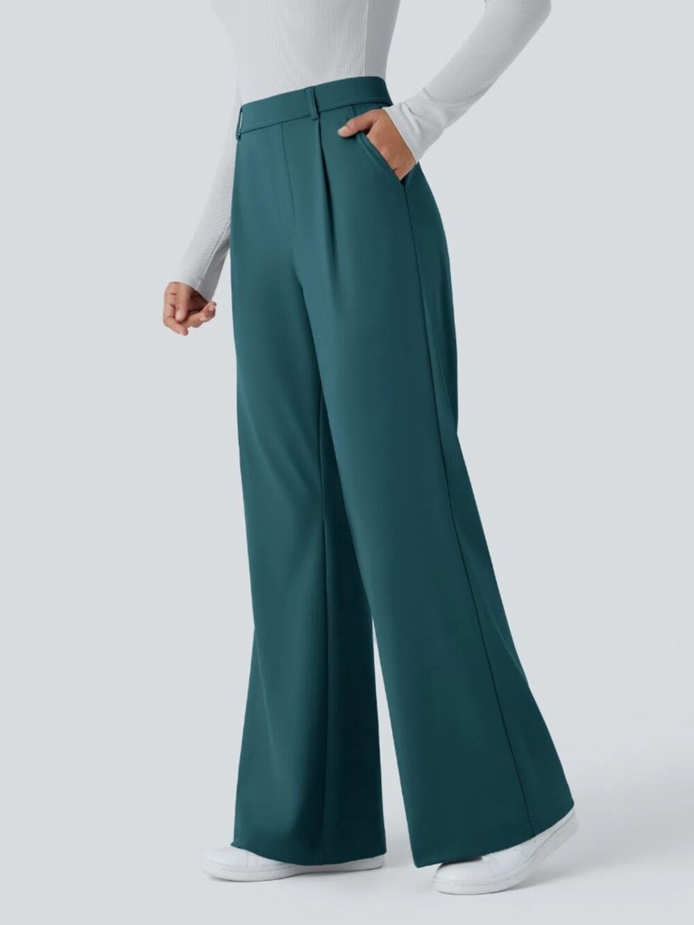 Halara Medium Petite Atlantic Deep Flex DayStretch High Waisted Work Flare Pants